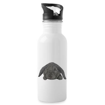 Hase Kaninchen Häschen - Trinkflasche mit integriertem Trinkhalm - Weiß - Rechts
