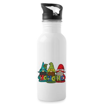 Ho Ho Ho Gnome - Water bottle with straw - white - Right