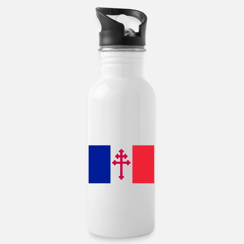 croix de Lorraine - Gourde avec paille intégrée - blanc