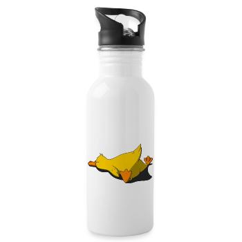 Schlafendes Küken - Trinkflasche mit integriertem Trinkhalm - Weiß - Rechts