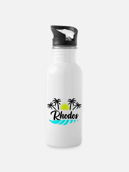 Rhodes - Water bottle with straw - white