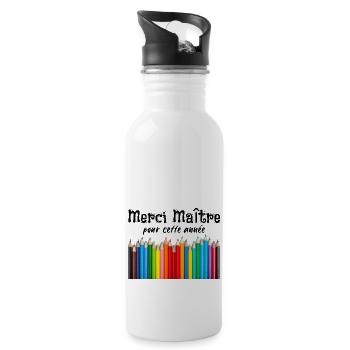 Merci maître pour cette année - Gourde avec paille intégrée - blanc - Droite