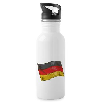 Deutschland Flagge Deutsche Fahne Used Look Heimat - Trinkflasche mit integriertem Trinkhalm - Weiß - Rechts