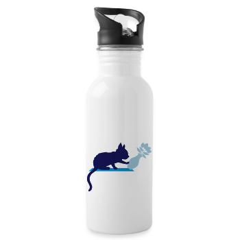 Umstoßen Blumenvase freche Katze - Trinkflasche mit integriertem Trinkhalm - Weiß - Rechts