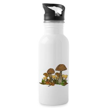 Pilze - Trinkflasche mit integriertem Trinkhalm - Weiß - Rechts