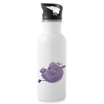 Maskotti Inge Nilpferd Yoga4 - Trinkflasche mit integriertem Trinkhalm - Weiß - Rechts