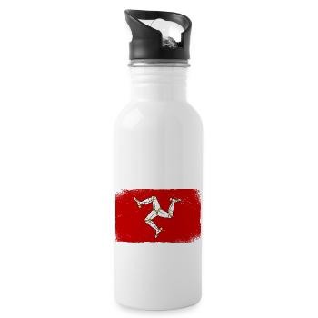 Isle of Man Flagge Triskele Flag of Isle of Man - Water bottle with straw - white - Right