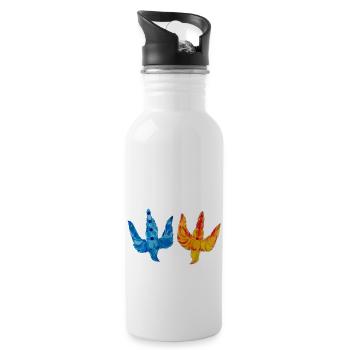 Dreizack - Wappen der Ukraine - Trinkflasche mit integriertem Trinkhalm - Weiß - Rechts