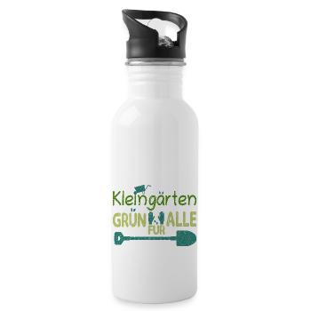 Kleingärten Grün für alle grunge - Trinkflasche mit integriertem Trinkhalm - Weiß - Rechts