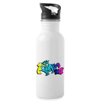 Graffiti-Stil Splash Hip Hop Farben Maler König - Trinkflasche mit integriertem Trinkhalm - Weiß - Rechts