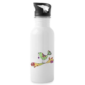 Oiseau - Gourde avec paille intégrée - blanc - Droite