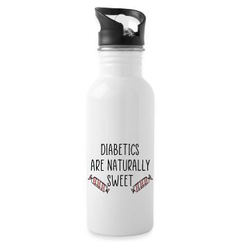 Diabetes sweetie funny saying - Water bottle with straw - white - Right
