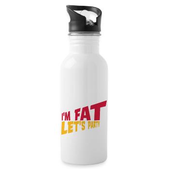 im fat lets party - Trinkflasche mit integriertem Trinkhalm - Weiß - Rechts
