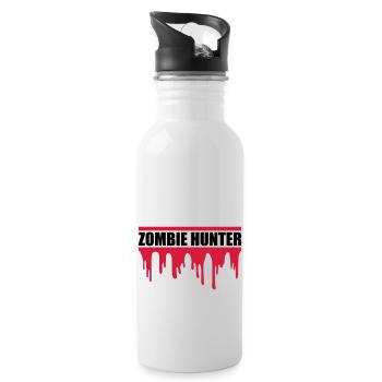 zombie hunter Halloween Quote - Water bottle with straw - white - Right