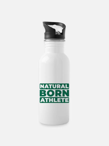 Natural Born Athlete - Trinkflasche mit integriertem Trinkhalm - Weiß