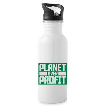 planet over profit Zitat - Trinkflasche mit integriertem Trinkhalm - Weiß - Rechts