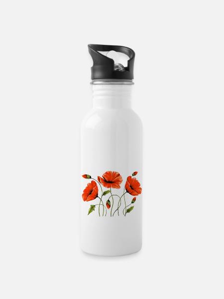 Fleur - Gourde avec paille intégrée - blanc