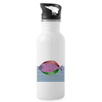 Poisson - Gourde avec paille intégrée - blanc - Droite