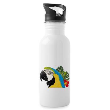 Macaw parrot - Water bottle with straw - white - Right