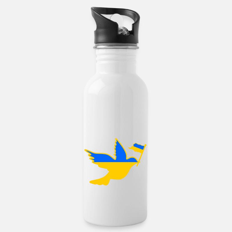 Ukraine - Water bottle with straw - white