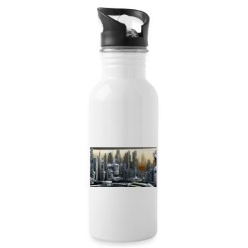 City of the future - Water bottle with straw - white - Right