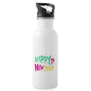 Happy New Year - Trinkflasche mit integriertem Trinkhalm - Weiß - Rechts