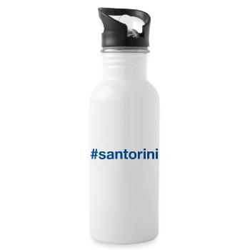 SANTORINI Greece Griechenland Hashtag - Water bottle with straw - white - Right