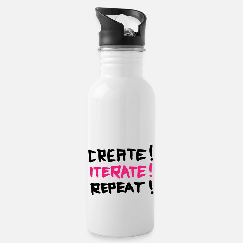Create Iterate Repeat - Trinkflasche mit integriertem Trinkhalm - Weiß