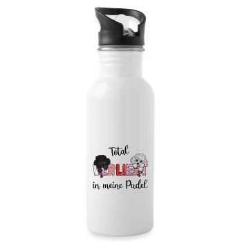 Verliebt in meine Pudel, süßes Pudelmmotiv - Trinkflasche mit integriertem Trinkhalm - Weiß - Rechts