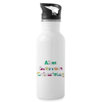 Alles Gute zum Geburtstag - Water bottle with straw - white - Right