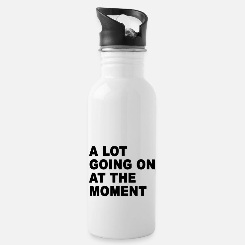 Im Moment ist viel los - Trinkflasche mit integriertem Trinkhalm - Weiß