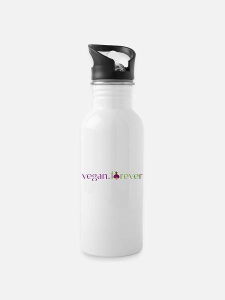 Vegane Rübe für immer - Trinkflasche mit integriertem Trinkhalm - Weiß
