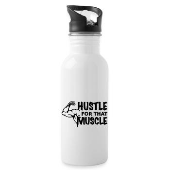 Gym T Shirt Design Hustle For That Muscle - Trinkflasche mit integriertem Trinkhalm - Weiß - Rechts