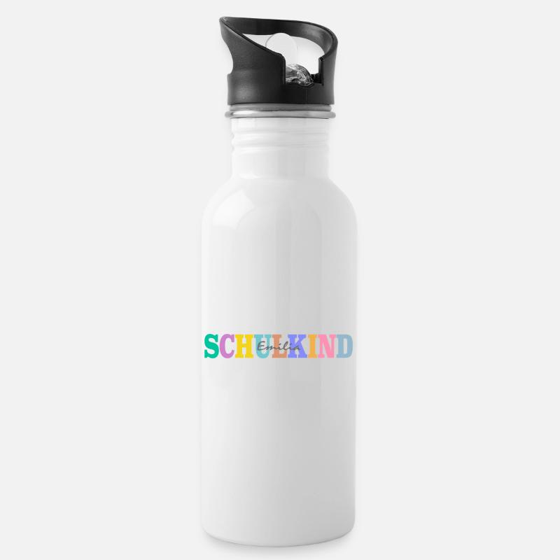 Schulkind mit Emilia - Trinkflasche mit integriertem Trinkhalm - Weiß