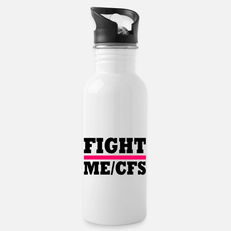 Me/cfs - fight me/cfs - Trinkflasche mit integriertem Trinkhalm - Weiß