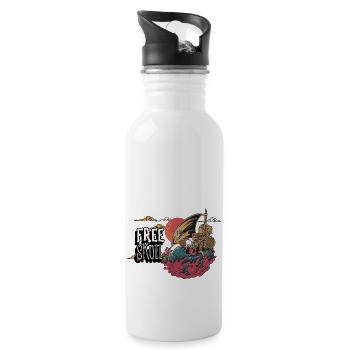 Free Skull - Trinkflasche mit integriertem Trinkhalm - Weiß - Rechts