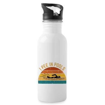 I Pee In Pools Funny I Pee In Pools - Water bottle with straw - white - Right
