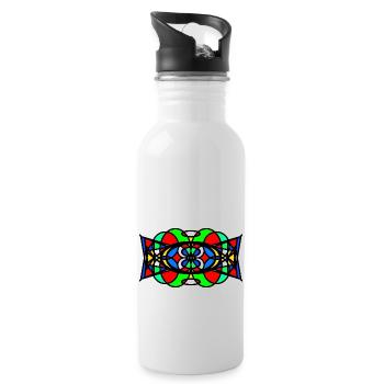 Muster - Trinkflasche mit integriertem Trinkhalm - Weiß - Rechts