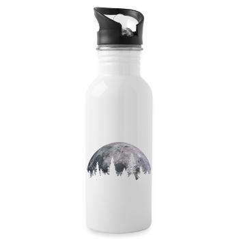 Mountain in full moon - nature and astronomy - Water bottle with straw - white - Right