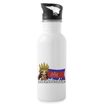 Cambodia Tradition Dance Khmer Apsara I Gift - Water bottle with straw - white - Right
