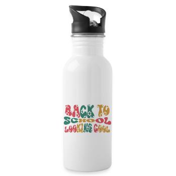 Back To School Looking Coo, Schulanfang Schulstart - Water bottle with straw - white - Right