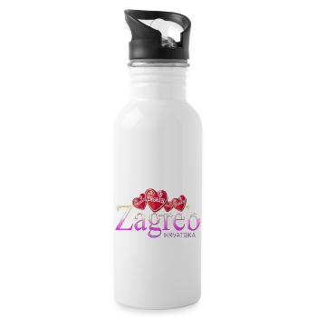 Croatia hrvatska croatia hrv travel europe zagreb - Water bottle with straw - white - Right