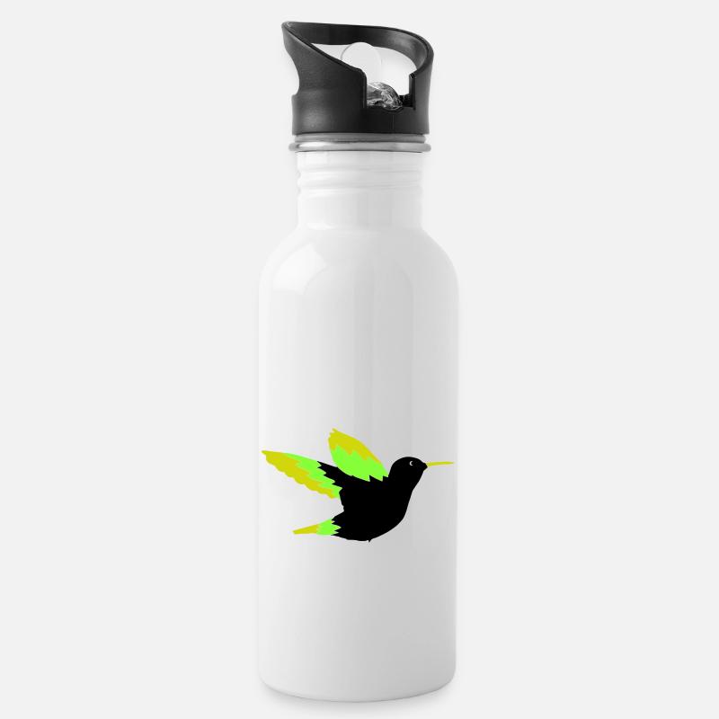 kolibri 01 - Trinkflasche mit integriertem Trinkhalm - Weiß