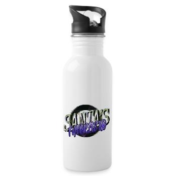 Bodybuilder Present Dinosaur Moon Dinosaurs Comic - Water bottle with straw - white - Right