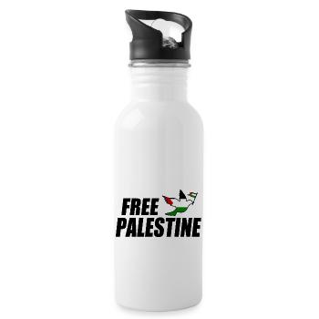 Free palestine - Gourde avec paille intégrée - blanc - Droite