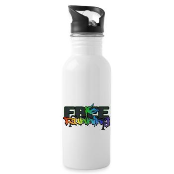 freerunning PARKOUR freerunner - Trinkflasche mit integriertem Trinkhalm - Weiß - Rechts
