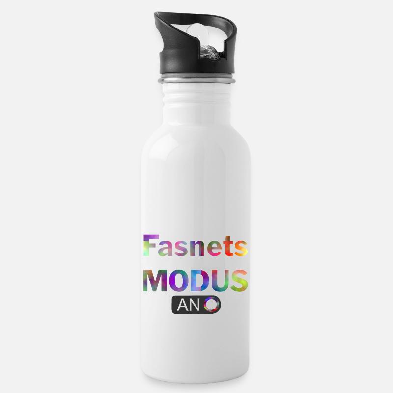 fasnetsmodus - Trinkflasche mit integriertem Trinkhalm - Weiß