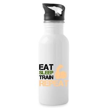 Biceps Eat Sleep Train - Water bottle with straw - white - Right