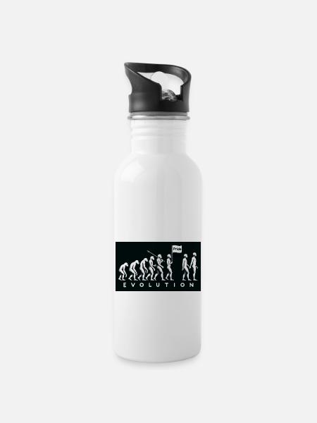 Pride Evolution – Marsch der Vielfalt - Trinkflasche mit integriertem Trinkhalm - Weiß