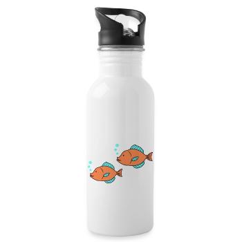 fische comic 2 - Trinkflasche mit integriertem Trinkhalm - Weiß - Rechts